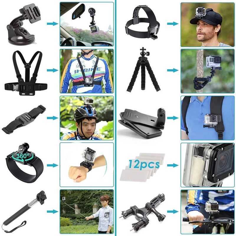 Action Camera Accessories Set For Gopro Hero13 12 11 10For Xiaomi Yi Insta360 X4 X3 Case Kit Strap - Image 5