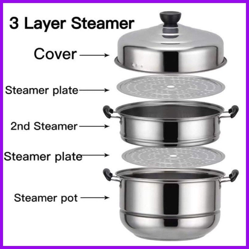 28cm 2 Layer Steamer Stainless Steel Cooking pots - Image 2
