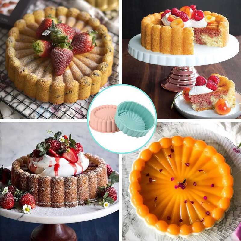 78A8 8Inch Charlotte Cake Pan Silicone,Nonstick Round Silicone Baking Mold,Round Molds For Chee - Image 3