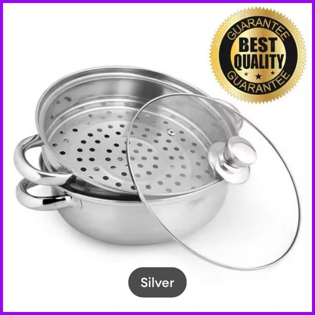 28cm 2 Layer Steamer Stainless Steel Cooking pots - Image 3