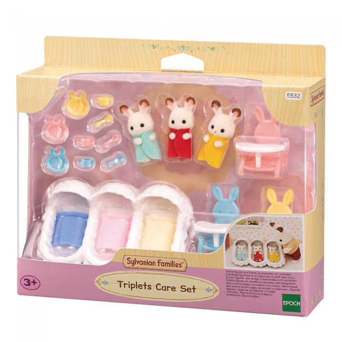 | Families Sylvanian 5532 Chocolate Rabbit Triplets Care Set Doll Figure Miniature Props | - Image 2