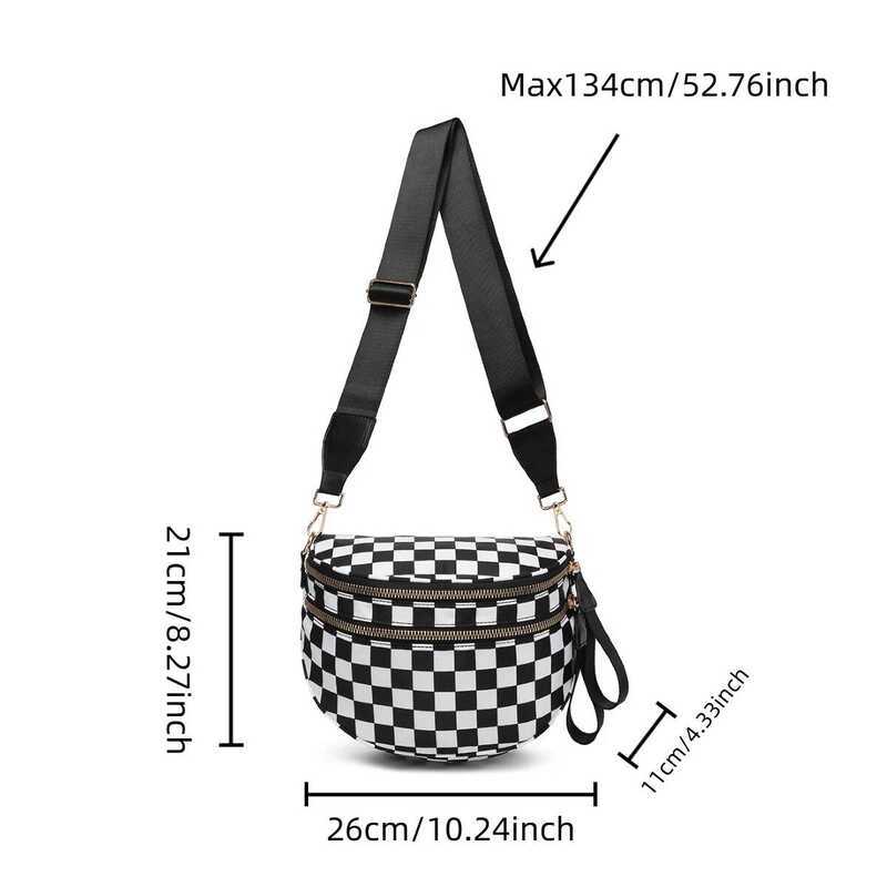 Checkered Crossbody D& Sling Multi-Pocket Chest Purse with Adjustable Wide Strap for Outdoor Trave - Image 3