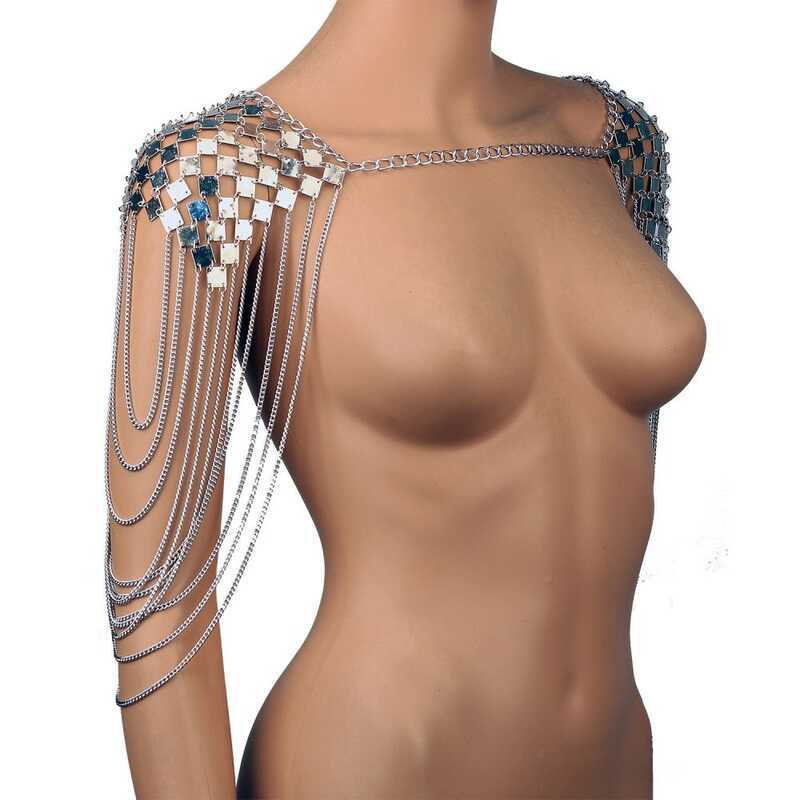 Cross-Border Silver Tassel Sequin Shoulder Chain Festival Accessory Trendy Club Body Chain Neutra - Image 4