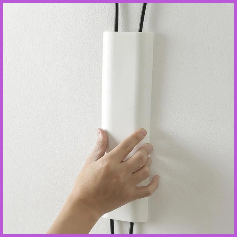 White Cable Hider Wall Floor Cord Duct Cover Hiding Wall Mount TV Powers Cords Fixer - Image 4