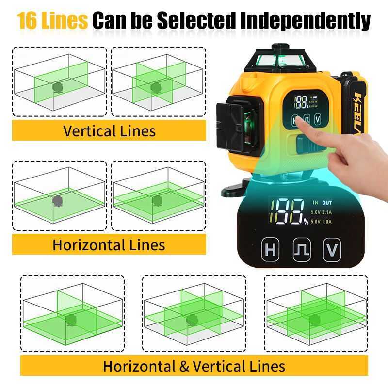 Kll004 Klat Yllow 16-Lin Upgradd Lasr Lvl Digital Display Can B Opratd With A Mobil B9a - Image 5
