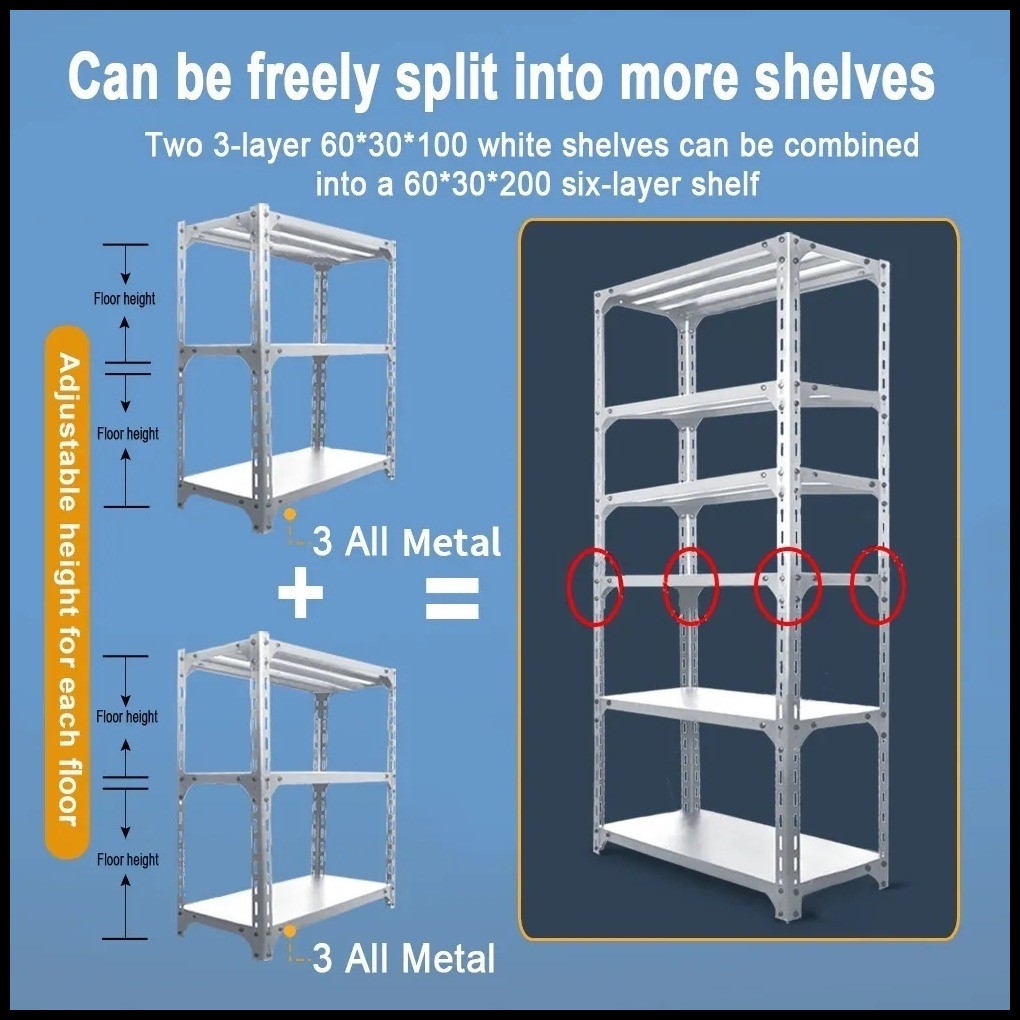 Ligo 5 Layers Steel Rack Metal Rack Shelf Boltless Organizer Rack Heavy Duty Stainless Shelf St - Image 5