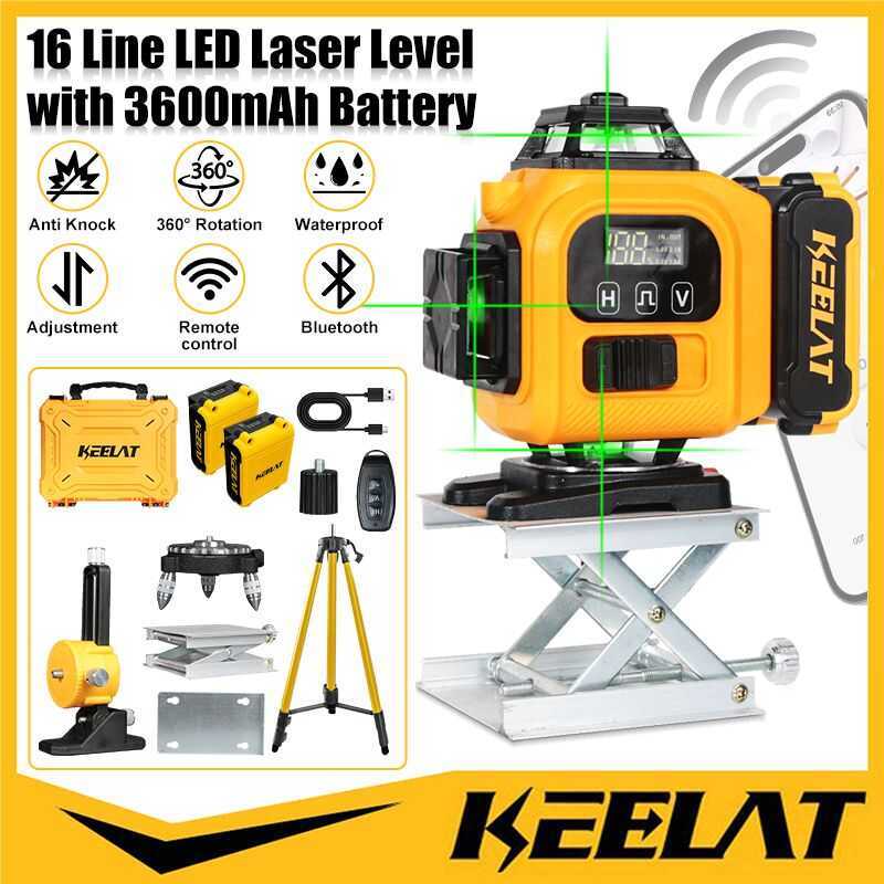 Kll004 Klat Yllow 16-Lin Upgradd Lasr Lvl Digital Display Can B Opratd With A Mobil B9a
