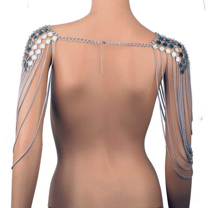 Cross-Border Silver Tassel Sequin Shoulder Chain Festival Accessory Trendy Club Body Chain Neutra - Image 2