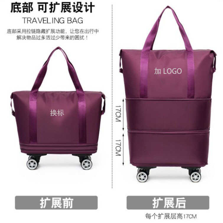 Universal Wheel Travel Bag with Wheels Large Capacity Bag for Women Foldable Trolley Bag Shopping St - Image 2