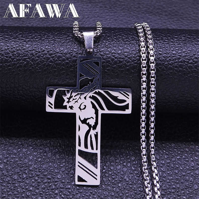 Cross Christ God Jesus Crown Of Thorns Chain Men Stainless Steel Crucifix Necklace Jewelry Colar E7 - Image 4