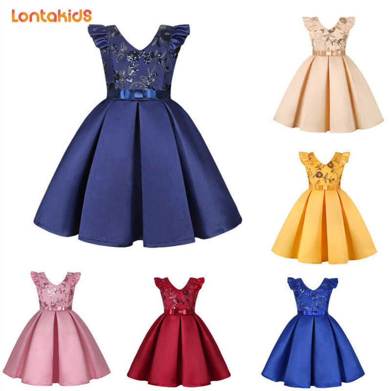 D 3-11 Lontakids Years Wer Girls Sequin Formal Dress Toddler Wedding Party Pageant Ball Gown - Image 5