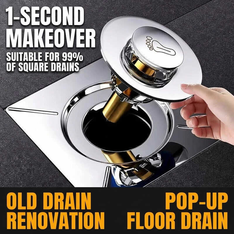 Floor Pop-Up KOVEX Square Anti-Odor Anti-Clog Brass PVC Core Fast Rain 9.8Cm For Bathroom Shower 3 - Image 4