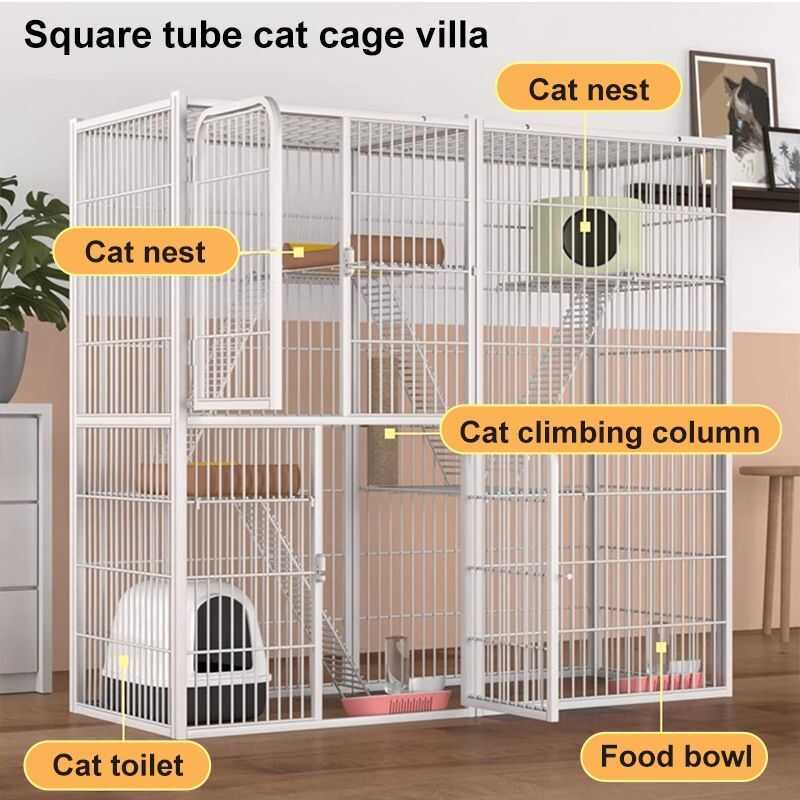 Heavy House Cage Duty 3Layer Pet Cage Big Size Large Platform Cat Villa White For Many Cats 6Dc
