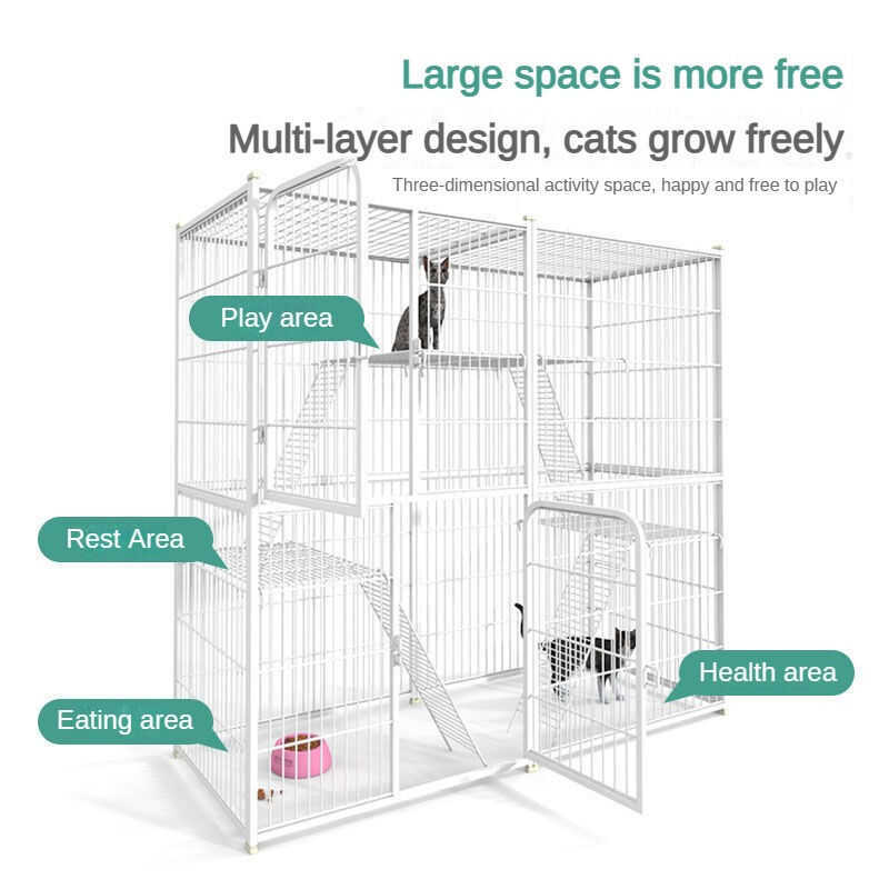 Heavy House Cage Duty 3Layer Pet Cage Big Size Large Platform Cat Villa White For Many Cats 6Dc - Image 3