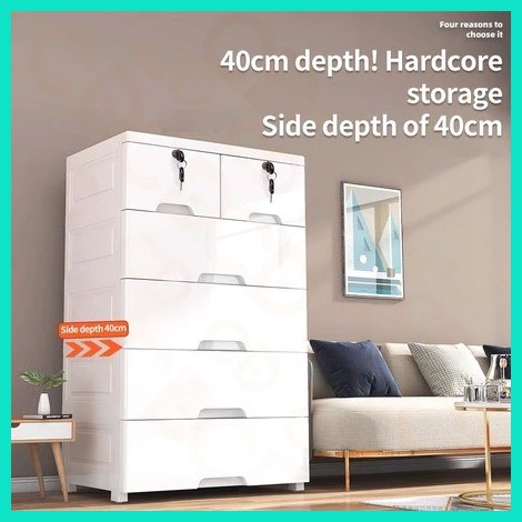 Wide Plastic Drawer Cabinet 3-7 Layers Macaron Color Clothes Organizer with Wheels & Lock COD Pract