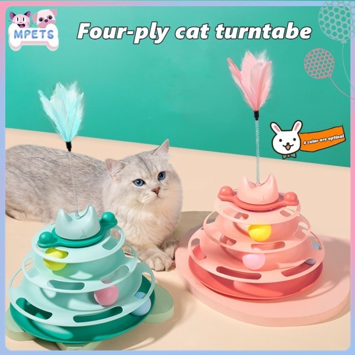 Cats Interactive Toys Four-tier Turntable Pet Intellectual Track Tower Funny Disc Ball Chase toys C - Image 4