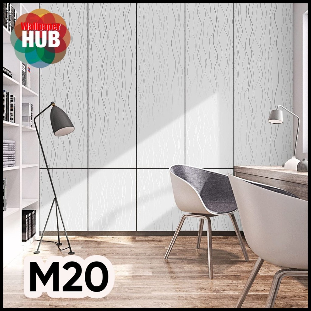On Sale HUB Wallpaper Home Decor Wall Sticker PVC Quality White Spiral Lining Code M20 Waterproof S - Image 4