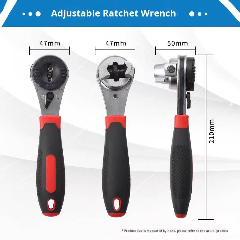 Portable DIY Adjustable Ratchet Wrench Kit with Non-slip Handle Chrome Finish 6-22mm Screw Range 5 - Image 3