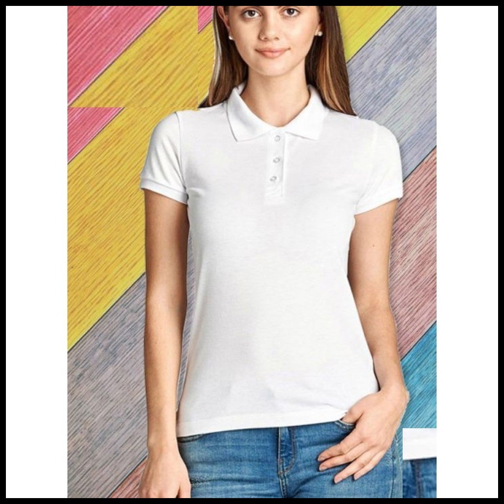 WHITE POLO SHIRT WITH COLLAR FOR WOMEN HONEYCOMB R04