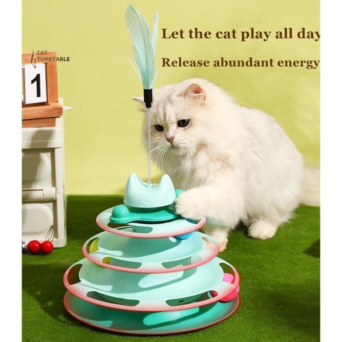 Cats Interactive Toys Four-tier Turntable Pet Intellectual Track Tower Funny Disc Ball Chase toys C - Image 5