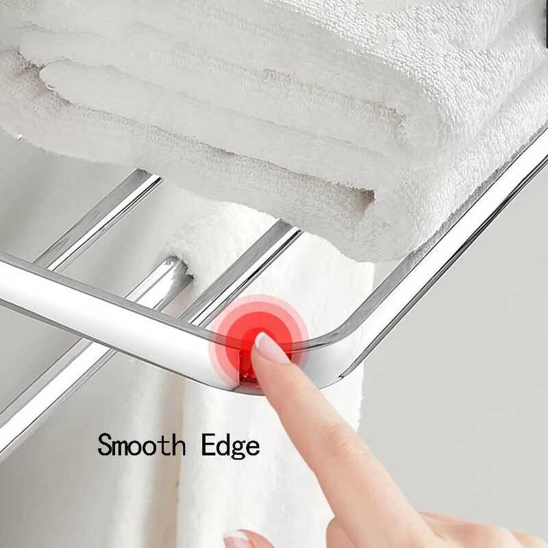 Towel Rack Stainless Steel Towel Holder Bathroom Towel Rail Wall Mount Movable Towel Rack Hanging - Image 5