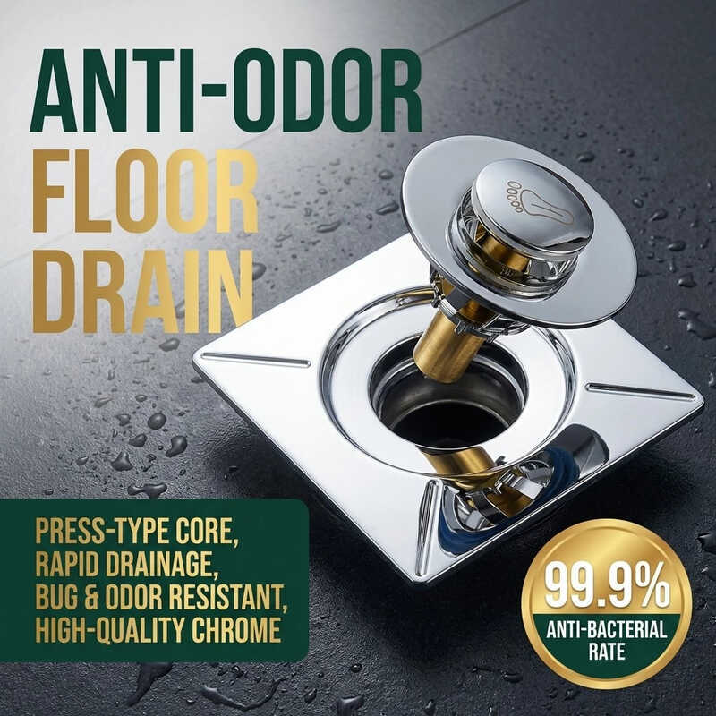 Floor Pop-Up KOVEX Square Anti-Odor Anti-Clog Brass PVC Core Fast Rain 9.8Cm For Bathroom Shower 3 - Image 2