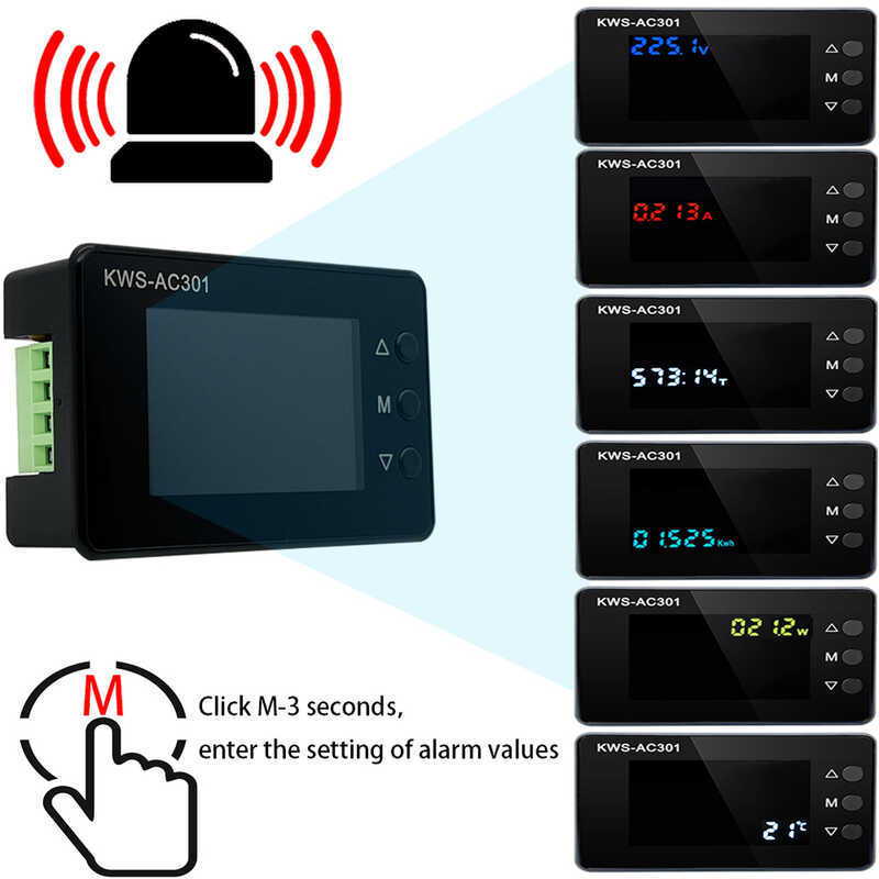 Wattmeter 360 Kws-Ac301 Voltmeter 50-300V Voltage 50-60Hz Power Analyzers LED AC Electricity Met - Image 4