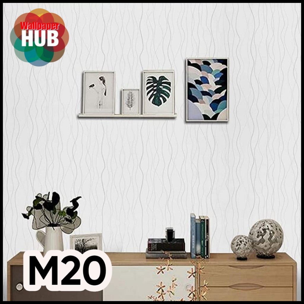 On Sale HUB Wallpaper Home Decor Wall Sticker PVC Quality White Spiral Lining Code M20 Waterproof S - Image 3