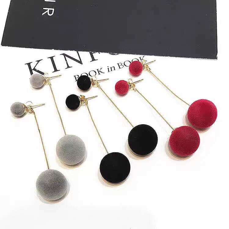 Korean Style Sweet Simple Large and Plush Ball Long Elegant Earrings Pendants Ear Accessories Small - Image 5