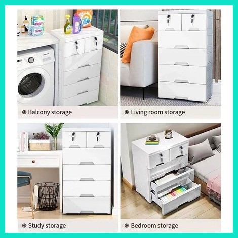 Wide Plastic Drawer Cabinet 3-7 Layers Macaron Color Clothes Organizer with Wheels & Lock COD Pract - Image 2