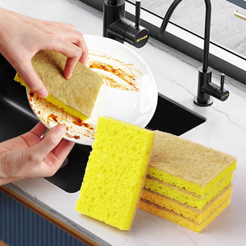 Sponge Loofah For Cotton Kitchen Cleaning Pot Washing Dishwashing Scouring Pad Sisal Wood Pulp - Image 2