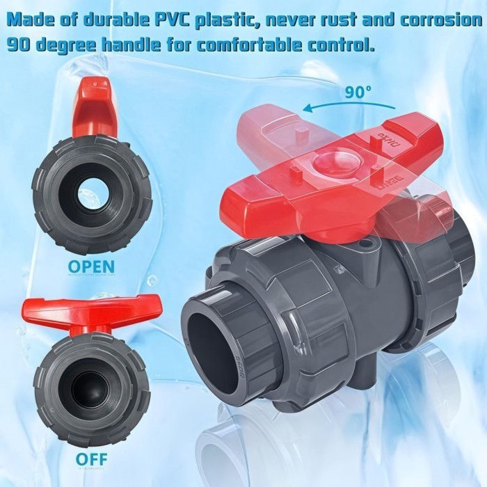 promo discount CODDN40 UPVC Union Ball Valve 1.5 PVC Double Union Valve Swimming Pool Valve - Image 5
