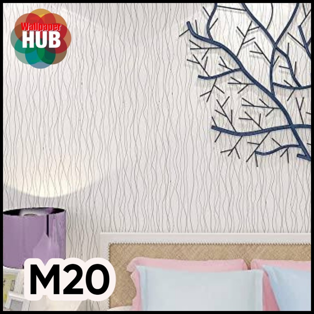 On Sale HUB Wallpaper Home Decor Wall Sticker PVC Quality White Spiral Lining Code M20 Waterproof S