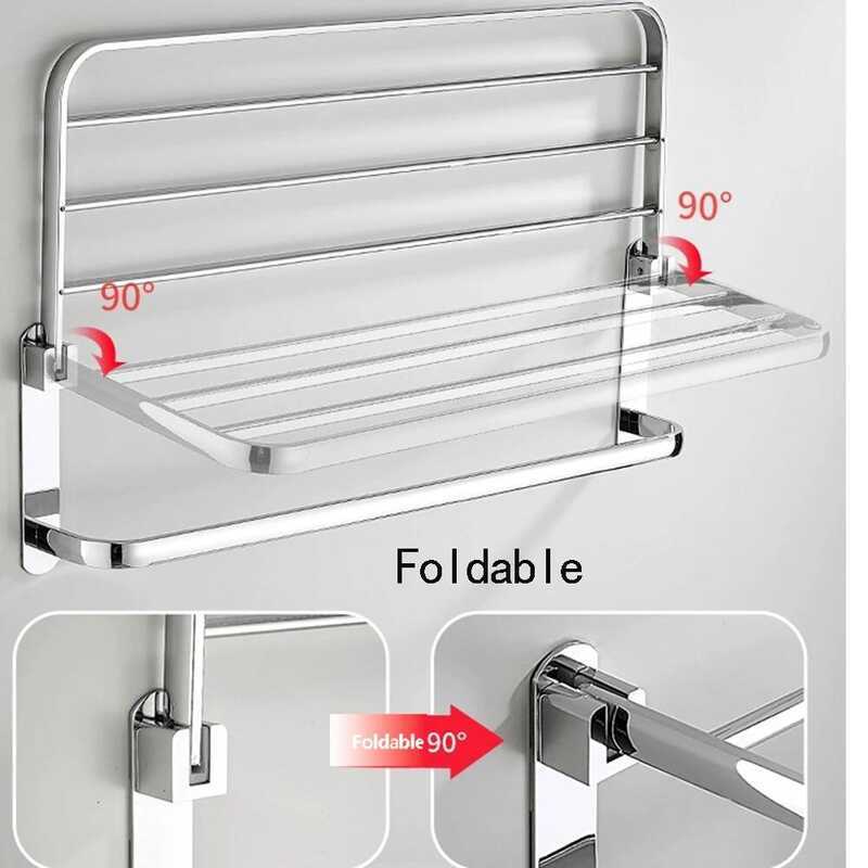 Towel Rack Stainless Steel Towel Holder Bathroom Towel Rail Wall Mount Movable Towel Rack Hanging - Image 3