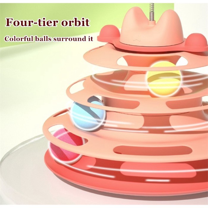 Cats Interactive Toys Four-tier Turntable Pet Intellectual Track Tower Funny Disc Ball Chase toys C - Image 2