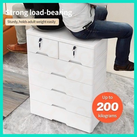 Wide Plastic Drawer Cabinet 3-7 Layers Macaron Color Clothes Organizer with Wheels & Lock COD Pract - Image 3