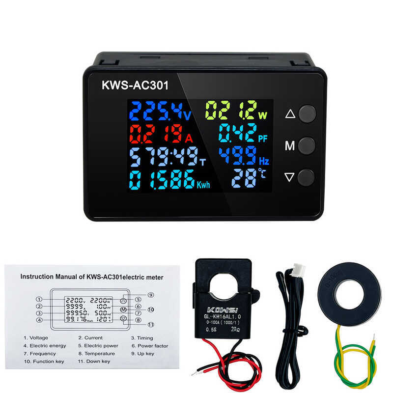 Wattmeter 360 Kws-Ac301 Voltmeter 50-300V Voltage 50-60Hz Power Analyzers LED AC Electricity Met