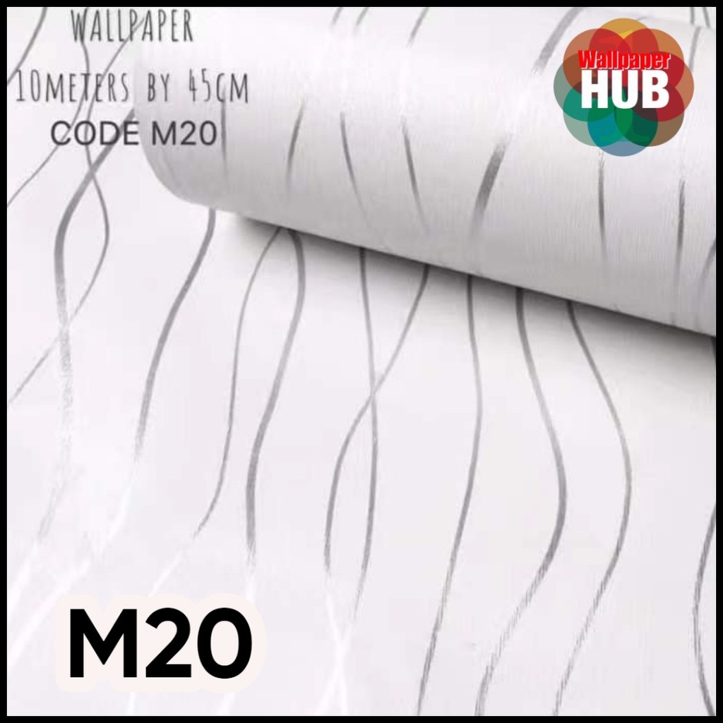 On Sale HUB Wallpaper Home Decor Wall Sticker PVC Quality White Spiral Lining Code M20 Waterproof S - Image 2