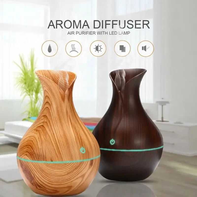 130Ml Wood Grain Humidifier USB Essential Oil Diffuser Aroma Air Purifier Home Office Decoration F4