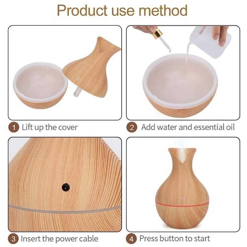 130Ml Wood Grain Humidifier USB Essential Oil Diffuser Aroma Air Purifier Home Office Decoration F4 - Image 5