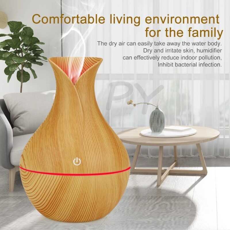 130Ml Wood Grain Humidifier USB Essential Oil Diffuser Aroma Air Purifier Home Office Decoration F4 - Image 3