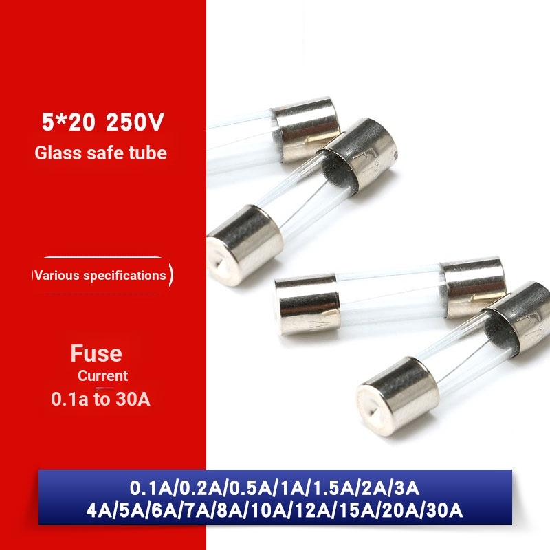 5 * 20 Glass Fuse Tube Breaker 250V 0.5 1 2A 3 4 5A 6 8 12 20 10A