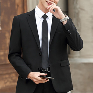 (Suit Jacket+Trousers) High-End Korean Version Solid Color Men's Casual Suit Large Size Slim-Fit Breathable Professional Wear