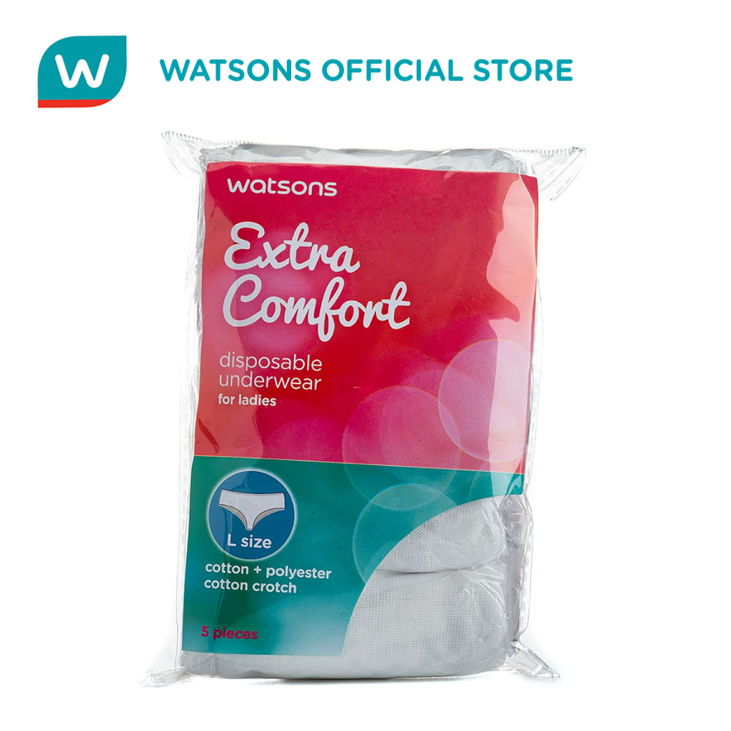 WATSONS Disposable Underwear Cotton + Polyster Large Ladies 5s Shopee