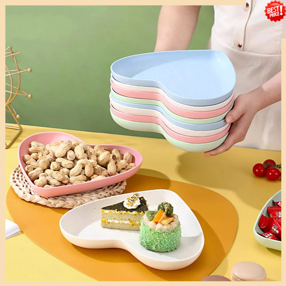 Wheat straw heart plate household dish snack plate specialshaped plate