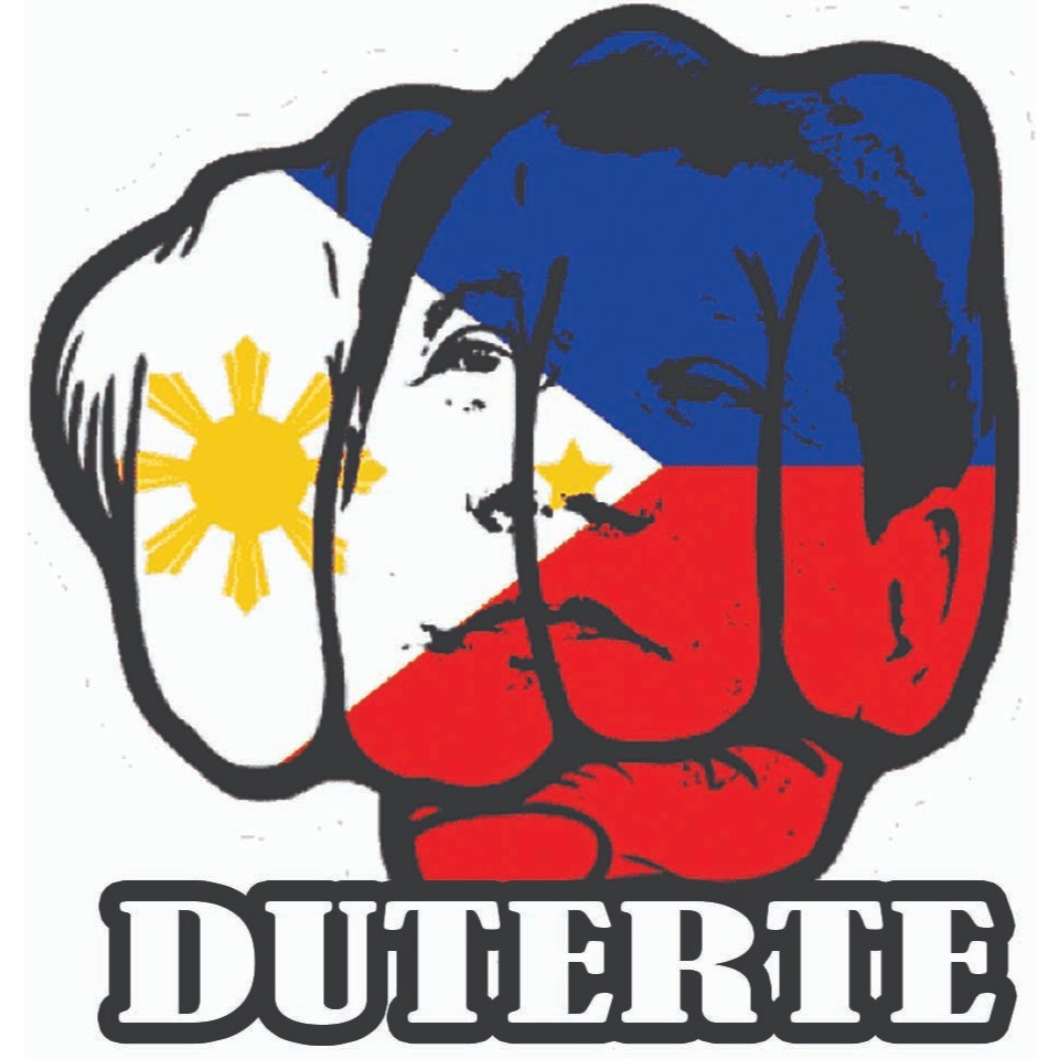 Hand flag stickers, Philippines flag:rhand,`VW=Du30.}BE/duterte — view 2