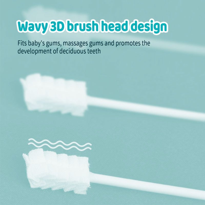30pcs Medical Baby Oral Tongue Cleaner Cotton Swab Gauze%aDisposabl Toothbrush - Image 2