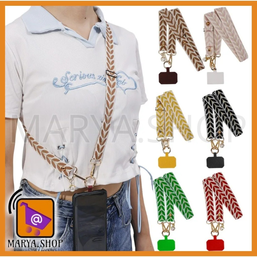 MARYA.SHO Mobile Phone Strap Adjustable Lanyard with Hanging Pearl Pendan ace I