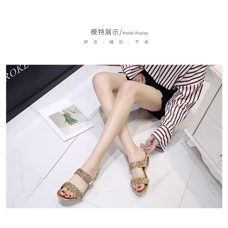 Glitter Fashion Elegant Sandals For Women Sale Middle Heel Sandals For Lady Slide ith&J Sequins - Image 3