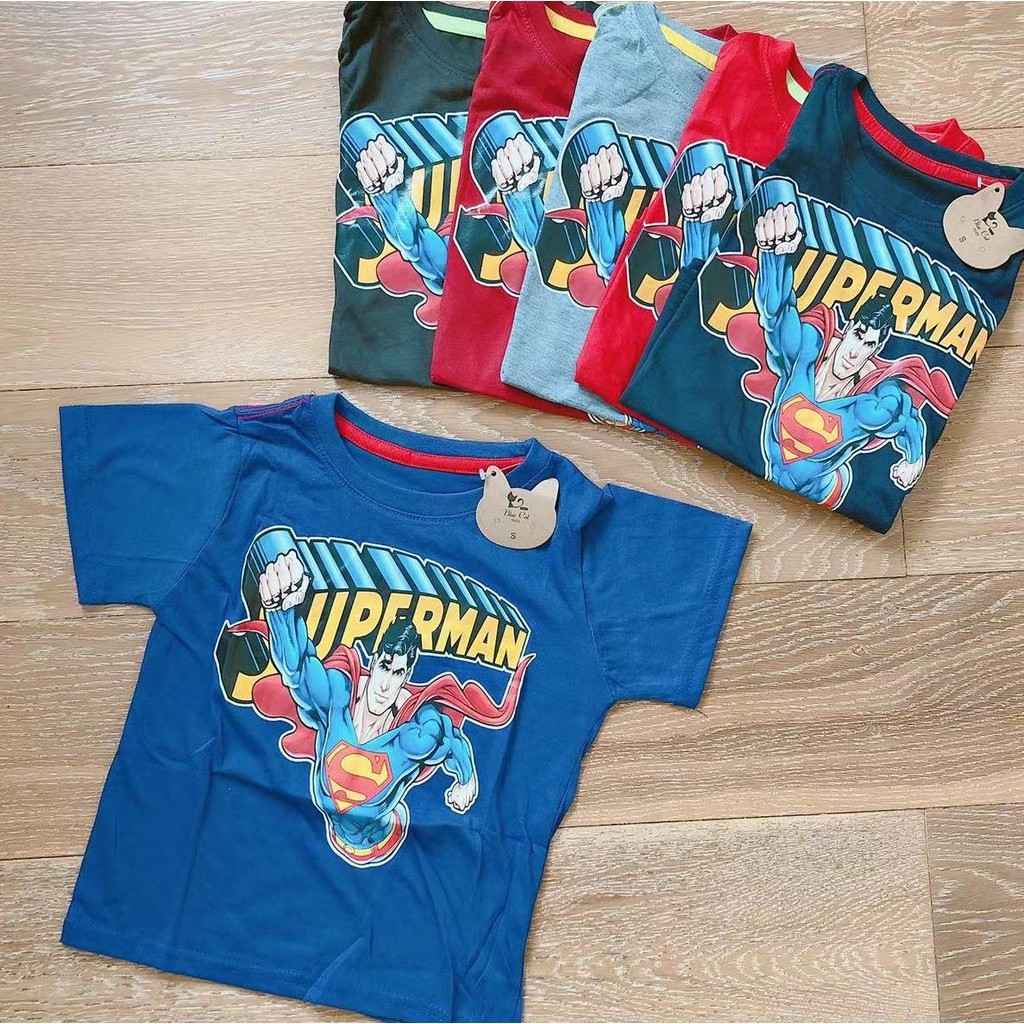 kids boys embossed desgin superman print tshirt tops for.y rsh+old